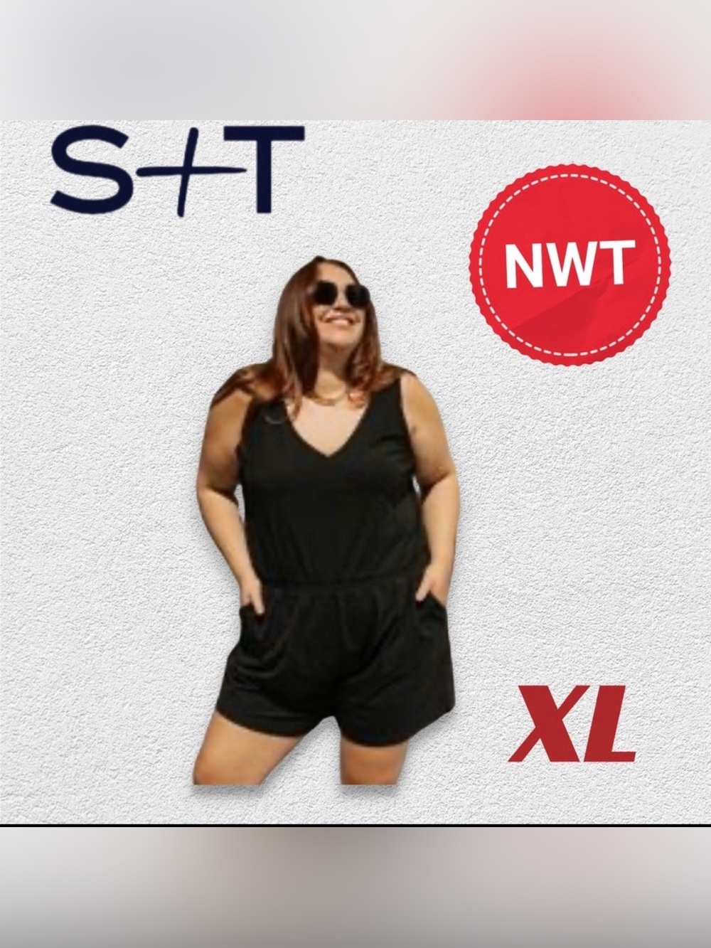 ⬇️🇨🇦⚡️🆕🏷️*NWT* SMASH + TESS | XL | Black - MADDIE SHORTY ROMPER*